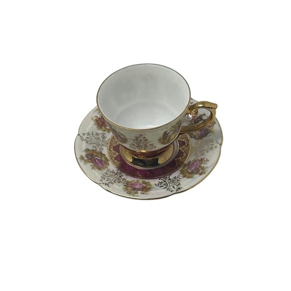 Vintage Victorian Courting Couple Demitasse Tea Cup and Saucer - Picture 2 of 8